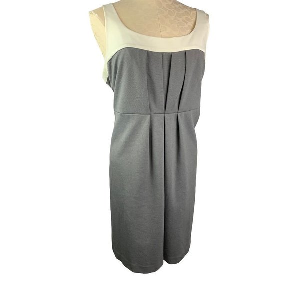 XL Old Navy Women's Sheath Dress Sleeveless Gray Ponte Knit Cream Trim - Picture 1 of 6